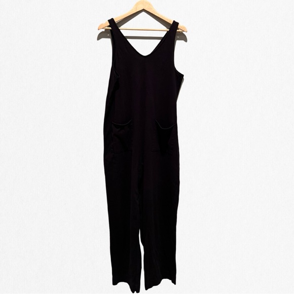 Pact Pants - PACT Women’s 100% Organic Cotton Black Baggy White Wide Legged Jumpsuit X-LARGE
